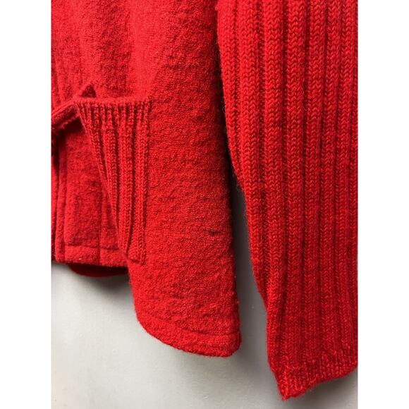 Coldwater Creek Cable Knit Cardigan Womens Large Red Wool Knit Full Zip Pockets - Picture 8 of 10